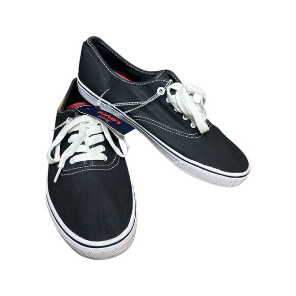 NWT Men’s Levi’s Blue White Canvas Lace up Leather Detail Casual Sneaker Size 13 - Picture 1 of 9